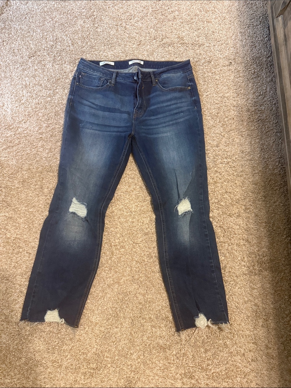 Vigoss Dark Blue Distressed Ankle Jeans